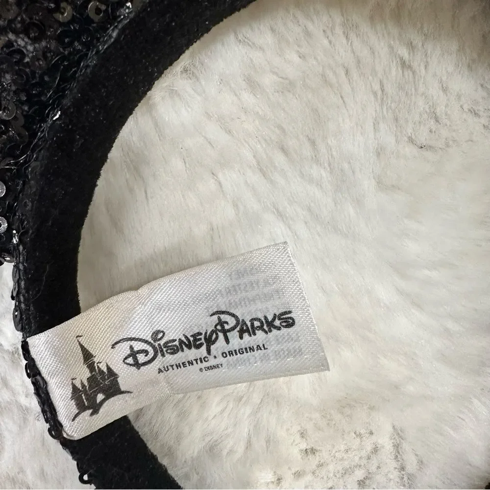 Disney Parks Minnie Mouse Sequin Headband Ears Black Red